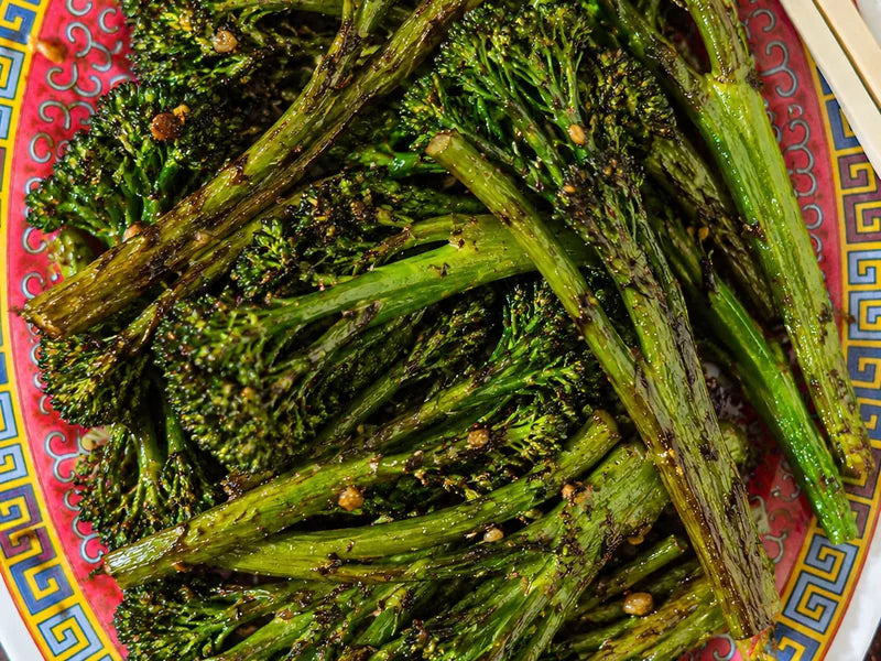 Charred five-spice broccolini with garlic and chilli