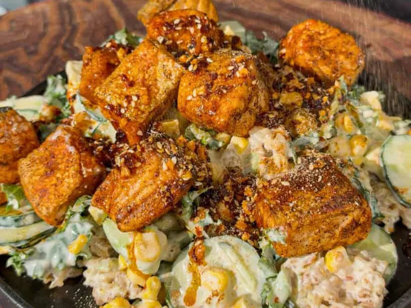 Soy and Scallion Salmon, Crispy Rice